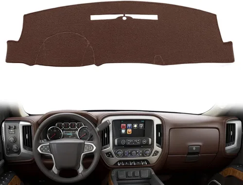 Vista 9 de Cubierta de tablero compatible con Chevy Chevrolet Silverado 1500 LT/WT 2500HD 3500HD 2007-2013, alfombra de tablero de GMC Sierra 2007-2013