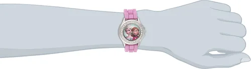Vista 2 de Disney FZN3554 Frozen Anna and Elsa - Reloj acentuado con diamantes de imitación con correa rosa brillante Rosado Movimiento de cuarzo
