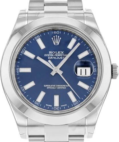 Vista 2 de Reloj Rolex Datejust II de acero inoxidable con varillas azules Oyster para hombre 116300 BLIO Azul Patchwork