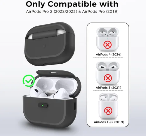 Vista 2 de TRONWIN Funda para AirPods Pro 2, [con bloqueo] Funda para AirPods Pro de una pieza (2ª/1ª generación), funda protectora completa de silicona suave