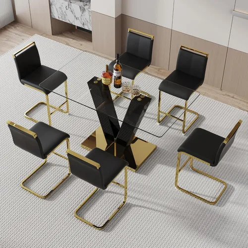 Vista 24 de Ebullient Juego de mesa de comedor de bar de 63 pulgadas para 2, juego de mesa de comedor de bar moderno con 2 taburetes de cuero sintético, mesa