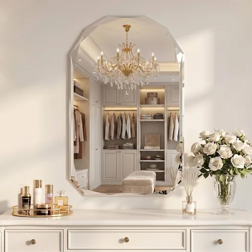 Vista 15 de Suidia Espejo de baño, espejo de pared de 20 x 20 pulgadas, espejo de baño sin marco con borde biselado para dormitorio, sala de estar, entrada
