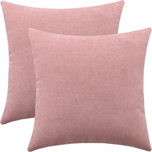 Vista 28 de Jeneoo - Fundas de almohada decorativas rojas brillantes de chenilla suave, fundas de cojín cómodas y sólidas para sofá de sala de estar
