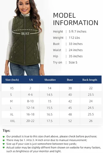 Vista 4 de Xeoxarel Chaleco acolchado para mujer, chaqueta acolchada sin mangas (XS-XXL)