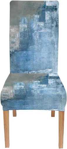 Vista 20 de TOMWISH Juego de 2 fundas para sillas de comedor, color turquesa y gris, fundas elásticas para sillas Parsons, de elastano, lavables, protectores