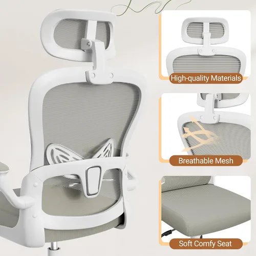 Vista 6 de Homall Silla ergonómica de oficina para computadora, silla de escritorio con reposacabezas 3D, soporte lumbar ajustable, silla de malla con respaldo