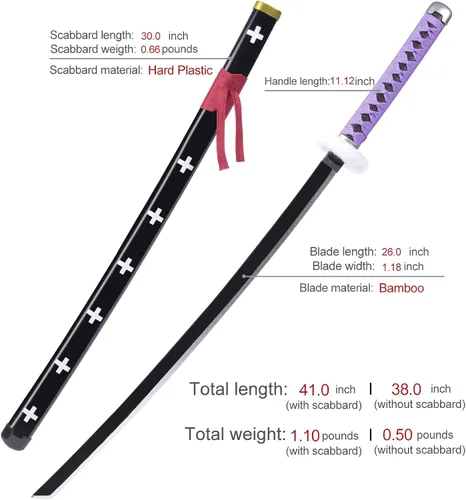 Vista 2 de Anime Sword 41 inch,Zorowado ichimonjiAnime Original Texture,for Role-Playing and Collection, with One Display Stand