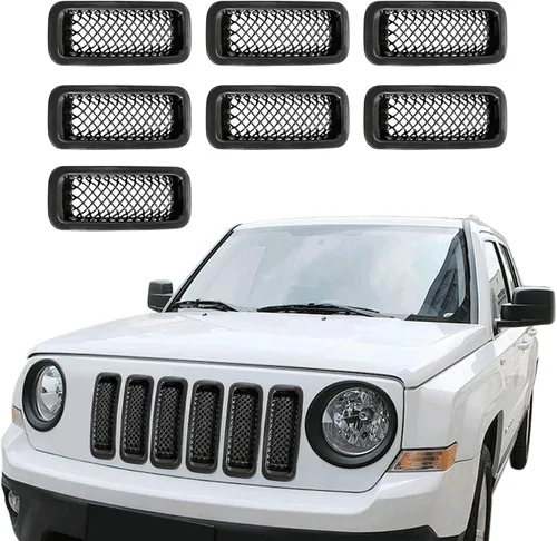 Vista 9 de Anillos de rejilla delantera para Jeep Patriot 2011-2016, kit de embellecedores de marco cromado, 7 piezas cromo b