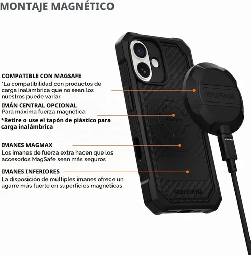 Vista 3 de Rokform Funda rígida compatible con iPhone 17, cubierta magnética (Negro)