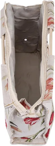 Vista 4 de Bolsa de tejer, bolsa de almacenamiento de hilo plegable de ganchillo con mango de madera con cremallera para ganchos de ganchillo, accesorios