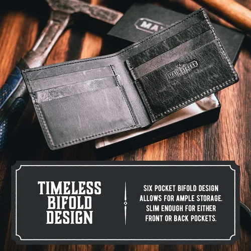 Vista 2 de Main Street Forge Cartera de cuero plegable para hombre Hecho en Estados Unidos Carteras plegables para hombre Hecho en Estados Unidos