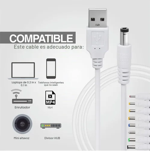 Vista 3 de UCEC Cable de alimentación DC 5V, USB universal a DC 0.2x0.1 in Cable