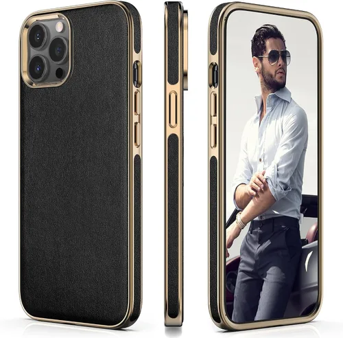 Vista 19 de LOHASIC Funda para iPhone 12 y iPhone 12 Pro - Fundas para teléfono i Phone 12 con borde cromado delgado, fundas de cuero de diseño suave, funda
