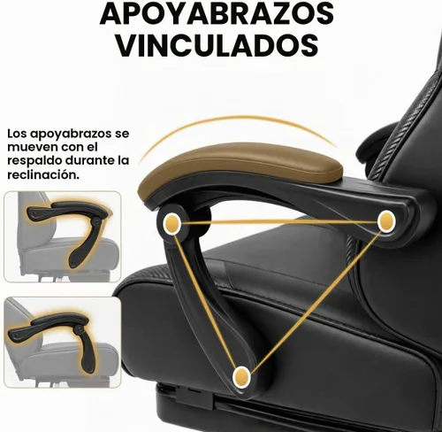 Vista 8 de Silla de juegos para adultos, silla de juegos para jugadores, silla de PC Negro