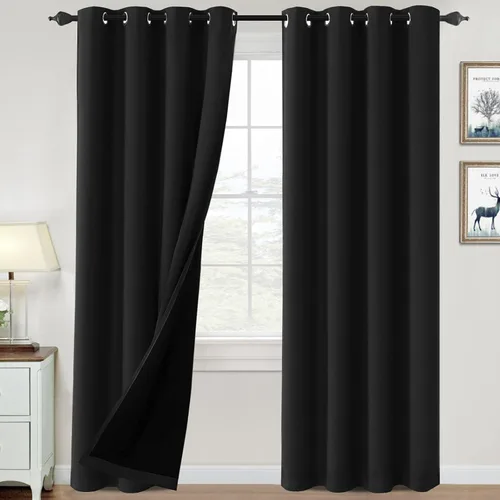 Vista 15 de H.VERSAILTEX Cortinas 100% de opacidad para dormitorio, con aislamiento térmico, cortinas opacas de 63 pulgadas de largo, cortinas de bloqueo