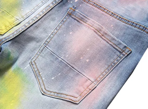 Vista 6 de Baylvn Pantalones de mezclilla ajustados y rectos de diseño para hombre
