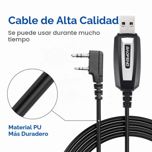 Vista 4 de Cable de programación USB BAOFENG con chip CH340, compatible con UV-5R Mini, BF-F8HP Pro, 5RM, UV-32, DM32, K5PLUS, GMRS, GM-15PRO, UV-5G Plus