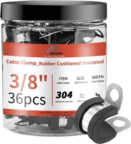 Vista 10 de AKIHISA 12 piezas de abrazaderas de cable de 1-1/2 pulgadas, abrazaderas de conducto de acero inoxidable 304, para cable, tubo, manguera, línea