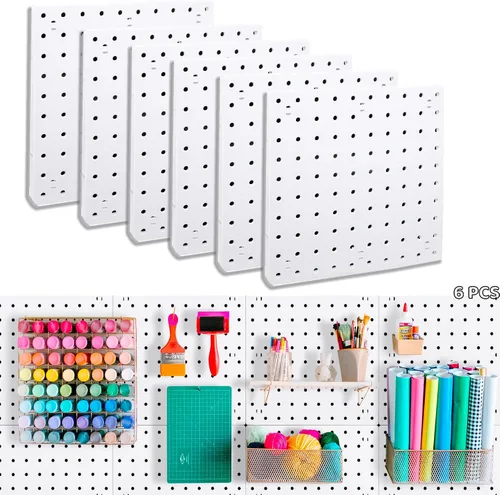 Vista 10 de 4 Piezas Paneles de Tablero Perforado, Soporte de Pared de Tablero Perforado ABS Blanco, Fácil Instalación para Sala de Manualidades, Garaje