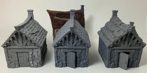 Vista 5 de Cottage - RPG - Calabozos y Dragones - DND - Pathfinder - Señor del Anillo - Figura miniatura (gris/sin pintar) (Techo de tejas)