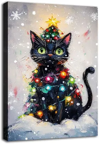 Vista 18 de MNFGMH Arte de pared de muñeco de nieve de Navidad, impresión en lienzo de vacaciones de invierno, imagen pintura de Navidad, regalo festivo