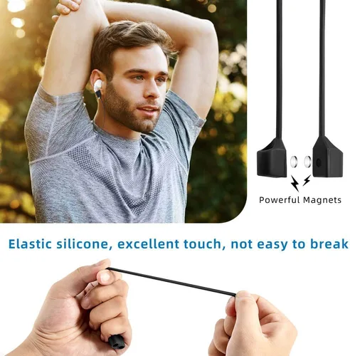 Vista 5 de Correas magnéticas antipérdida para AirPods, paquete de 4 unidades, cordón de cuello de silicona suave con diseño magnético ultra fuerte, compatible