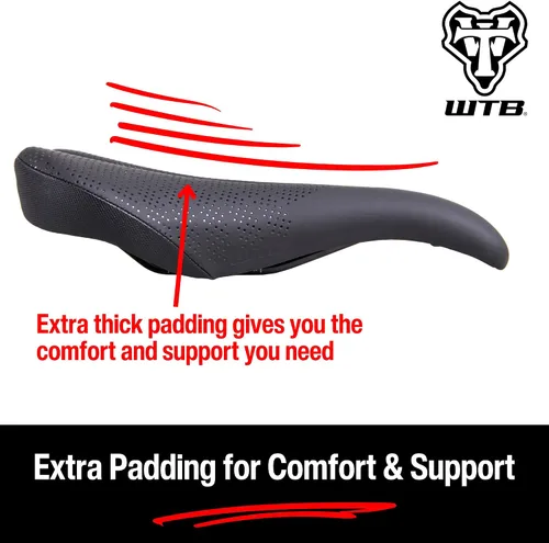 Vista 4 de WTB Pure Mountain Bike Seat (Saddle) - Thick All-Day Comfort Padding (2 Rail Options)