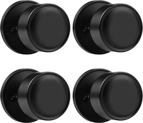 Vista 7 de Paquete de 1 perilla negra para puerta de paso, perilla interior sin llave para puerta sin bloqueo, herrajes de puerta de diseño redondo