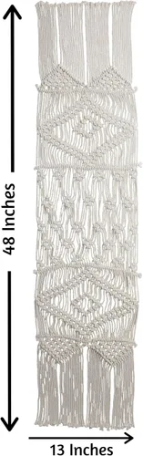 Vista 4 de Folkulture Camino de mesa de macramé para decoración de mesa de 48 pulgadas de largo, decoración de mesa de boda 100% algodón o caminos de mesa