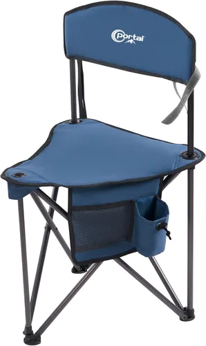 Vista 10 de PORTAL Taburete trípode plegable rápido extra grande con respaldo silla de camping de pesca con correa de transporte