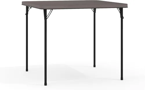 Vista 10 de Flash Furniture - Mesa plegable cuadrada de plástico de madera marrón granito de 2.83 pies con asa de transporte