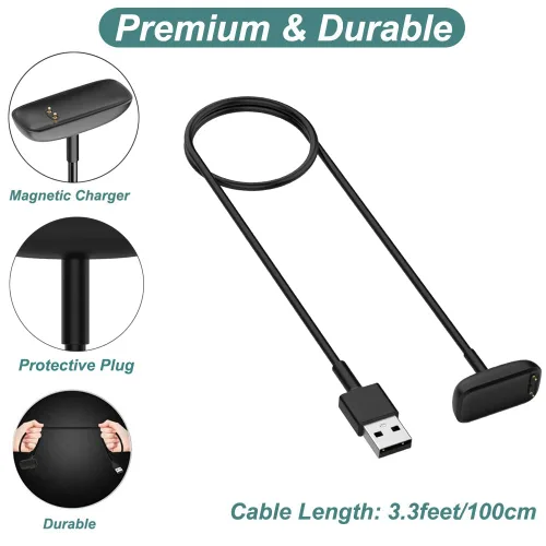 Vista 5 de Cargador para Fitbit Luxe/Charge 6/Charge 5 Fitness Tracker (3.3 pies/3.3 ft) Cable de carga de repuesto para pulsera Fitbit Charge 6/Charge 5/Luxe