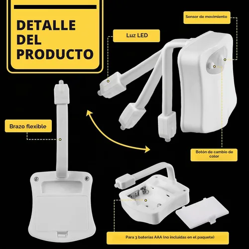 Vista 3 de Honoson 6 piezas de luz nocturna para inodoro, lámpara con sensor activado por movimiento, 16 colores cambiantes, LED en el interior de la taza