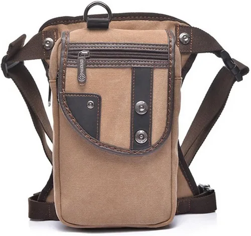 Vista 15 de Canvas Drop Leg Bag Outdoor Waist Pack for Men Women Tactical Military Motorcycle Bike Cycling Multi-Pocket Waist Fanny Pouch Travel Hiking Climbing
