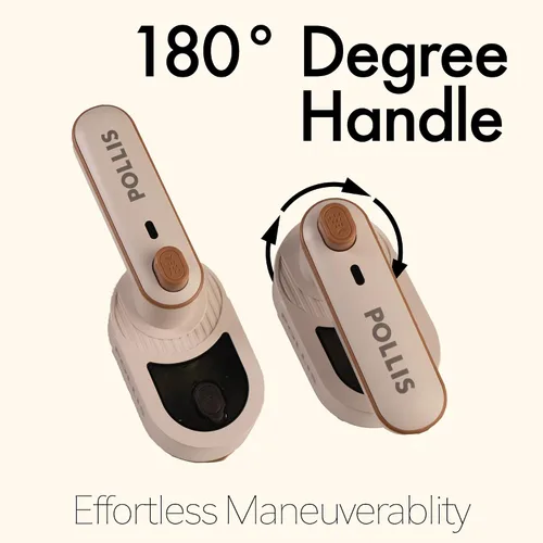 Vista 3 de Pollis Plancha y Vaporizador Portátil 2 en 1 para Ropa, Fácil para Viajar y Dormitorio, Diseño Ligero, Tecnología Giratoria de 180 Grados, Tanque