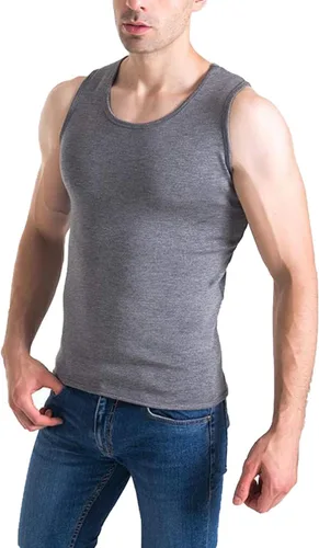 Vista 2 de Flygo Camiseta sin mangas térmica de algodón para hombre, con forro polar, chaleco sin mangas