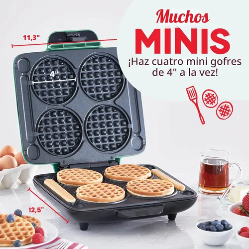 Vista 2 de Dash Multi Mini Waffle Maker, hace 4 gofres a la vez, aguamarina