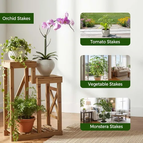 Vista 5 de Paquete de 10 estacas apilables Monstera para plantas, soportes ajustables para plantas pequeñas en macetas de interior, potos, filodendro, hiedra