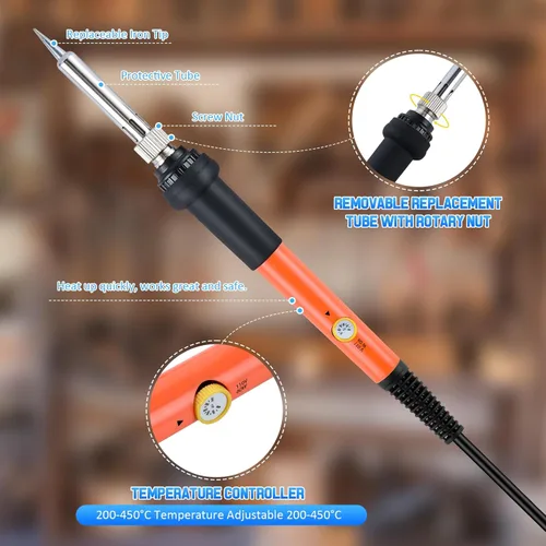 Vista 3 de Ninonly Kit de herramientas de pirograbado de madera de 121 piezas con guantes, juego de herramientas de pirograbado de madera con interruptor
