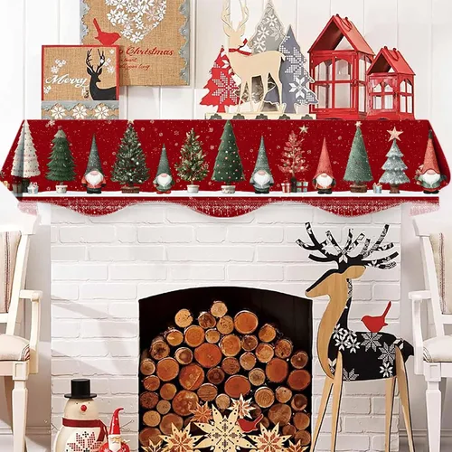 Vista 6 de Bufanda para repisa de chimenea de Navidad 178 x 43 cm, cubierta decorativa para bufanda de repisa de chimenea, decoración para la parte superior