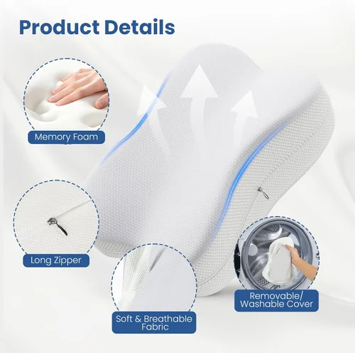 Vista 5 de JINXIA Almohada de rodilla para dormir de lado, cómoda almohada de espuma viscoelástica para dormir de lado, almohada para dormir entre piernas