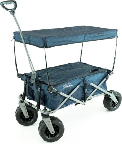 Vista 11 de Cochecito creativo para exteriores, carrito de playa XXL Deluxe con toldo, carrito plegable plegable y portátil, soporta hasta 200 libras