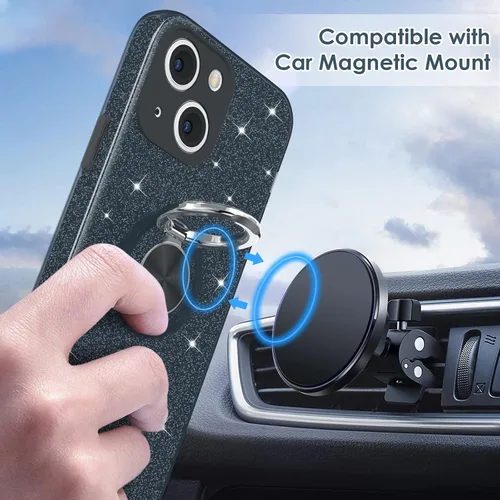 Vista 5 de Hython Funda para iPhone 13 con Soporte de Anillo [Soporte de Anillo Giratorio de 360° con Base Magnética] [Compatible con Soporte de Coche] Bonita