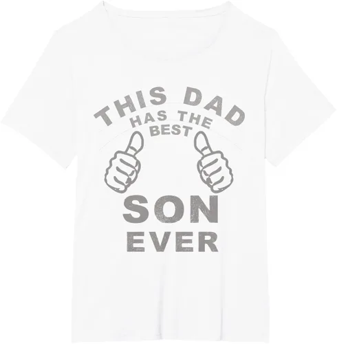Vista 47 de Camiseta con texto en inglés "This Dad Has the Best Son Ever", regalo del día del padre, Negro