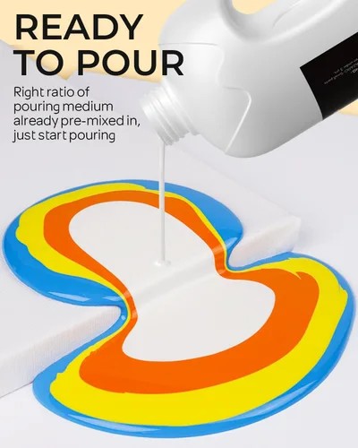 Vista 3 de Nicpro Juego de pintura acrílica para verter de 14 colores en gran cantidad (1000 ml, 33.8 oz) Kit de suministros de pintura acrílica premezclada