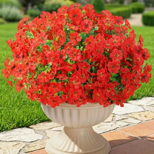 Vista 9 de Lifewit Flores artificiales para exteriores, 12 paquetes de flores falsas de plástico para decoración del jardín del hogar, plantas sintéticas