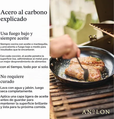 Vista 6 de Anolon EverLast N2 - Sartén de acero al carbono, 10 pulgadas, color negro