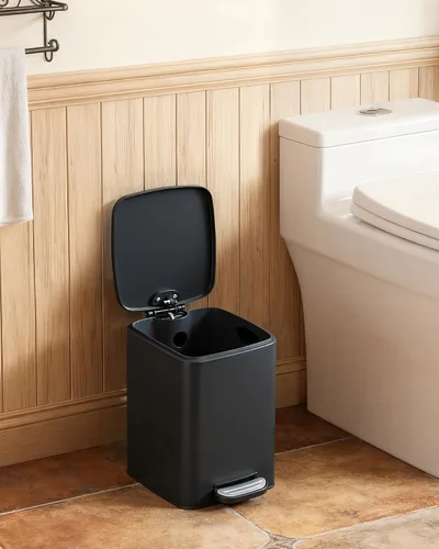 Vista 3 de SONGMICS Cubo de basura para excrementos de perro, 1.6 galones, acero Negro tinta