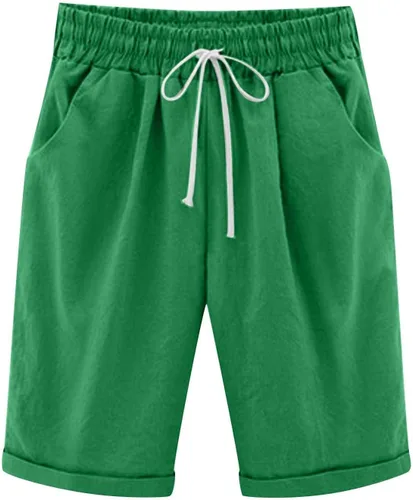 Vista 42 de Pantalones cortos sólidos con control de barriga, casuales, con cordón, cómodos, para mujer, pantalones cortos ligeros de verano para correr 2023