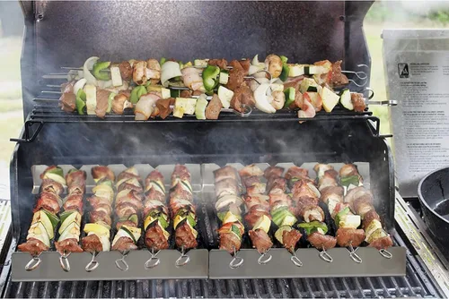 Vista 7 de Kabob - Juego de 2 brochetas de acero inoxidable Estante de metal para brochetas 2 piezas